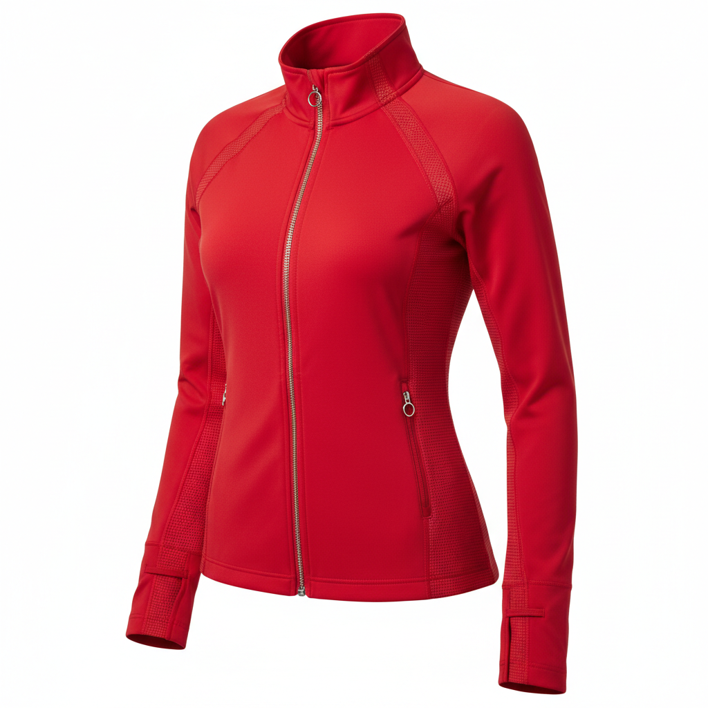 Women's Red Zip-Up Sports Jacket